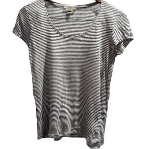 Burberry Brit Black and White Striped 100% Linen Short Sleeve Top‎ Sz XS